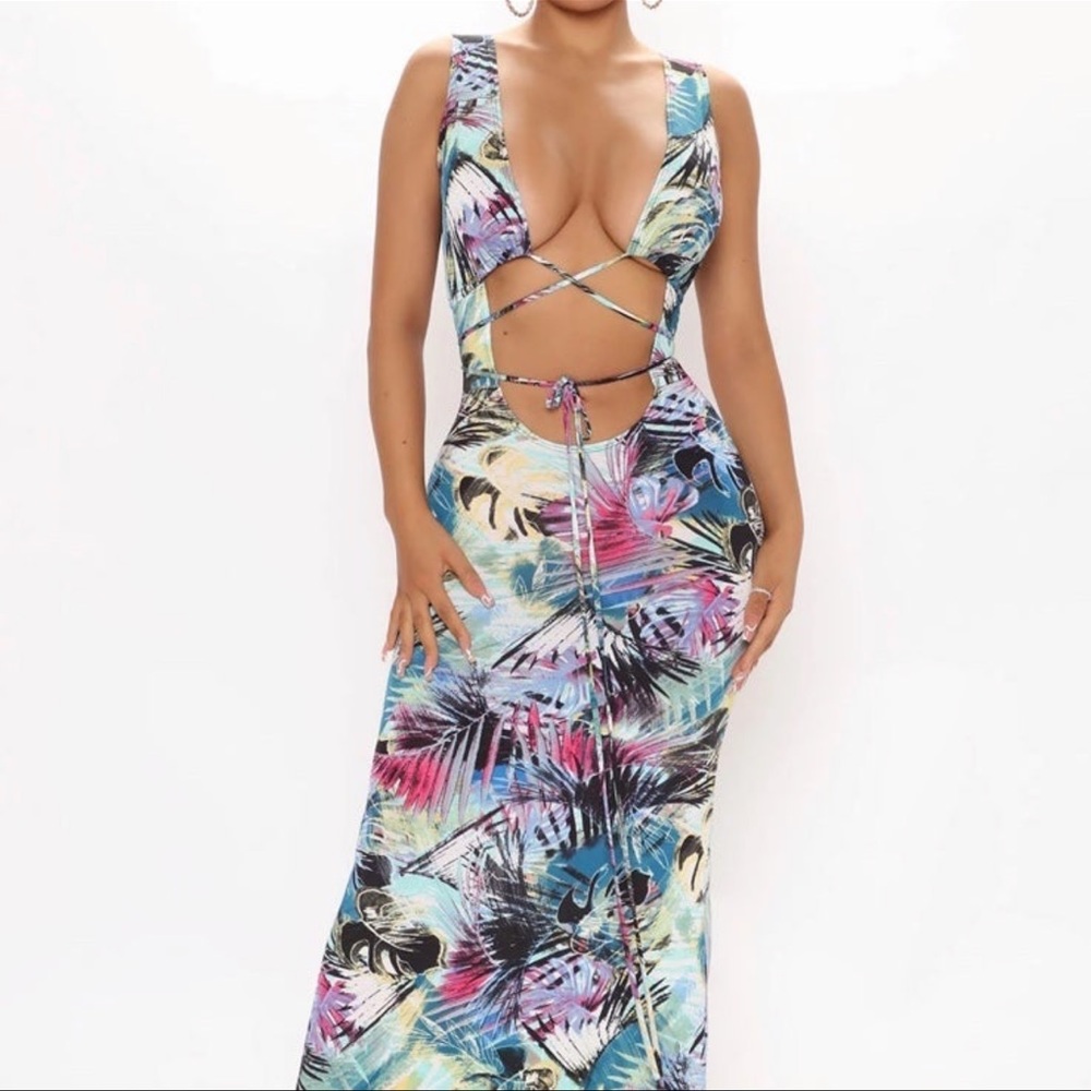 Fashion nova cut out lace up dress